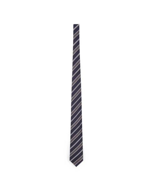 Lardini White Striped Silk Tie for men