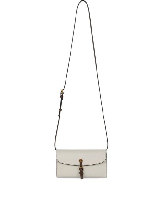 Etro White Two-Tone Leather Pony Wallet With Shoulder Strap