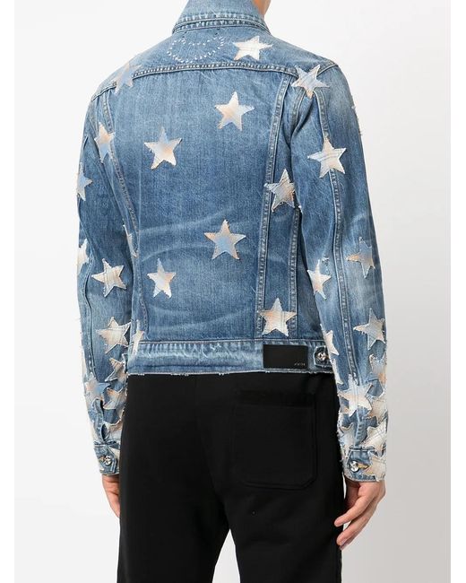 Amiri Blue Printed Denim Jacket for men