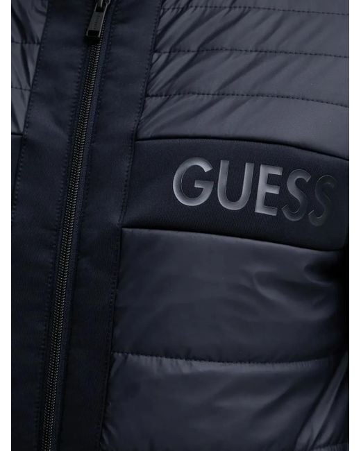 Giacca Trapuntata Con Logo di Guess in Blue da Uomo