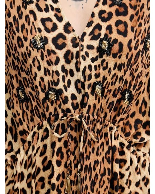 Lola Casademunt Natural Leopard-Print Sequin-Embellished Maxi Dress