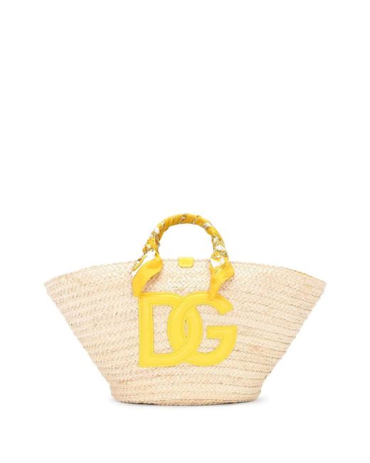 Dolce & Gabbana Yellow Medium Kendra Interwoven Tote Bag