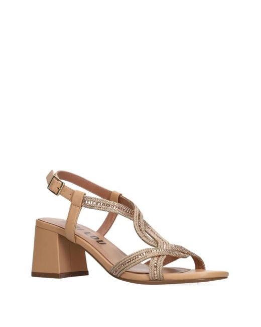 Bibi Lou Natural Embellished Block-Heel Sandals