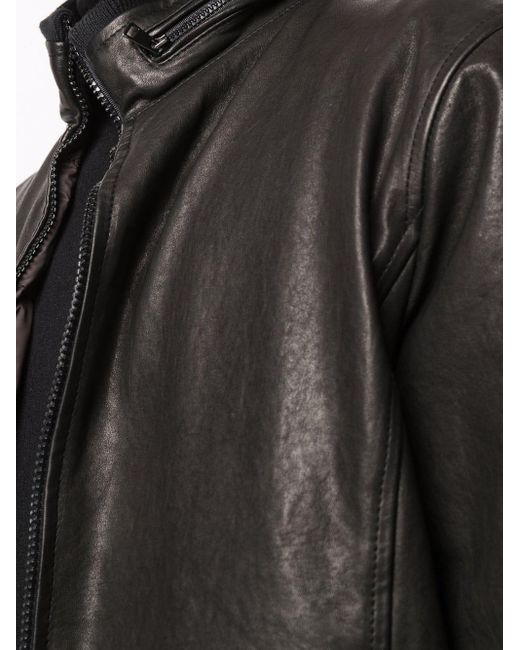 Barba Napoli Black Nick Leather Bomber Jacket for men