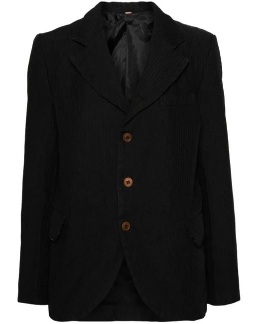 Comme des Garçons Black Ribbed Single-Breasted Blazer