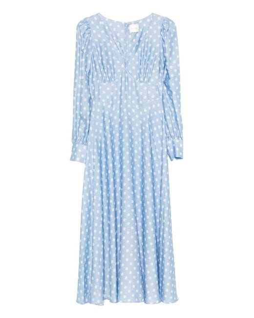 Posse Women's Blue Tillie Polka-Dot V-Neck Maxi Dress