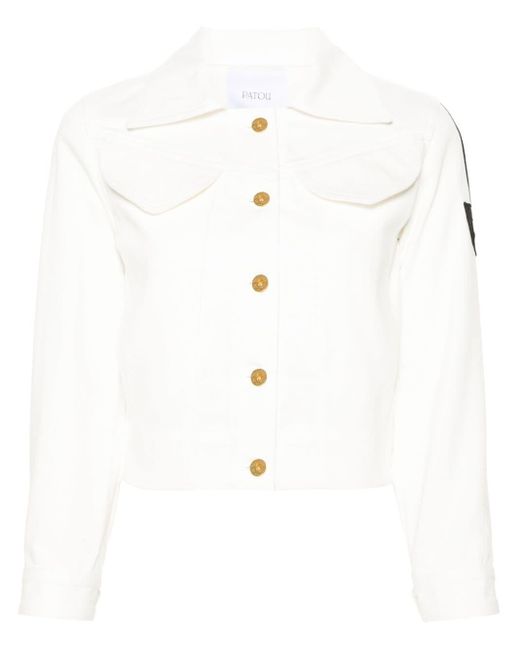 Patou White Cropped-Jacke mit Logo-Patch