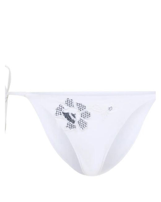 Ermanno Scervino White Floral-Embroidered Bikini