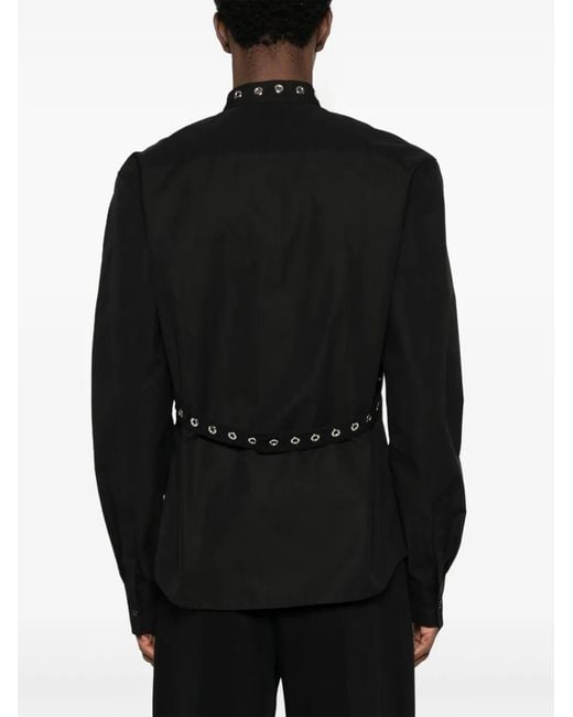 Off-White c/o Virgil Abloh Black Eyelet-Strap Silk Shirt for men