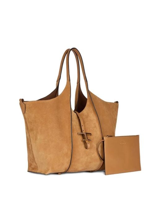 Tod's Brown T-Timeless Suede Shoulder Bag