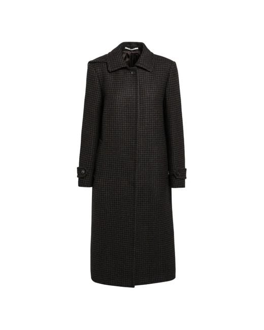 Tagliatore Black Houndstooth-Pattern Virgin Wool Coat