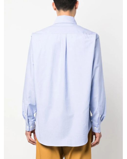 Palm Angels Blue Sartorial-Tape Cotton Shirt for men