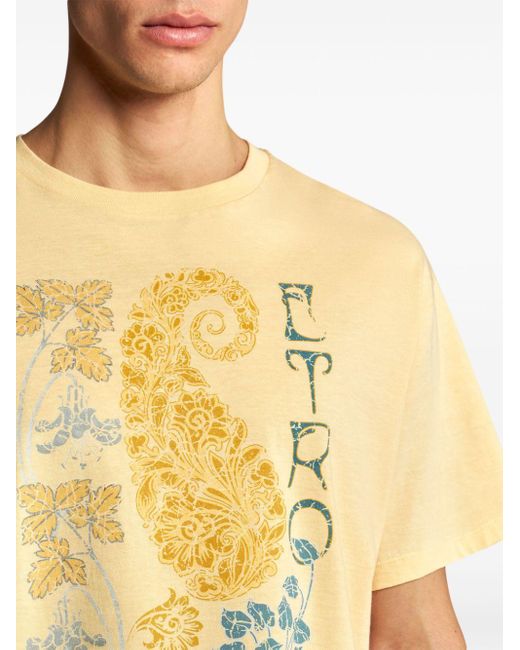 T-shirt con stampa grafica di Etro in Yellow da Uomo
