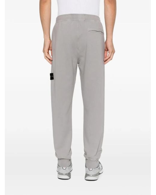 Stone Island Gray Logo-Patch Track Pants for men