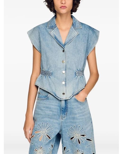 Sandro Blue Denim Top