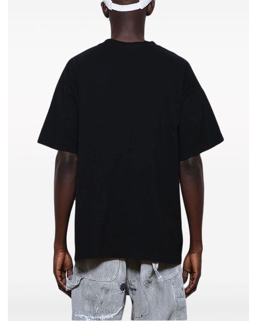 SAINT Mxxxxxx Black Logo-print Cotton T-shirt for men