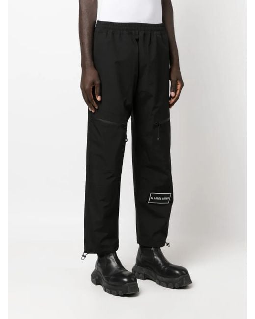 44 Label Group Black Logo-Patch Straight-Leg Trousers for men
