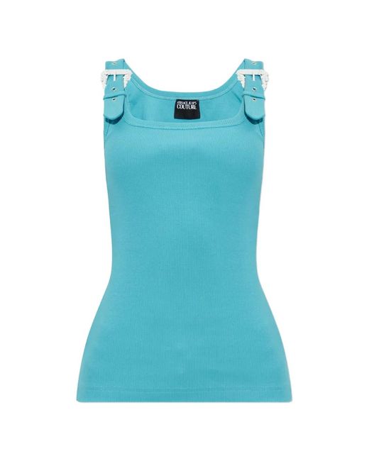 Versace Jeans Couture Blue Baroque-Buckle Tank Top