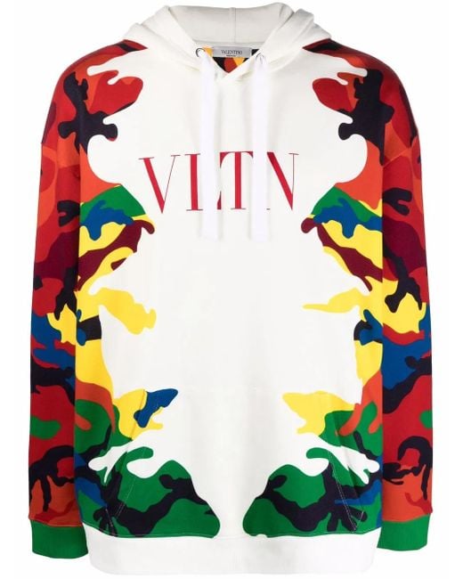 Valentino Garavani Multicolor Hoodie Camou7 Camouflage Print for men
