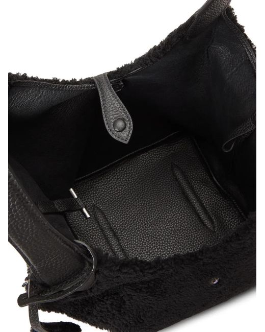 Polo Ralph Lauren Black Play Shearling Leather Tote Bag