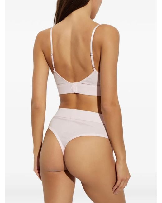 Palm Angels Pink Logo-Patch Ribbed Bras