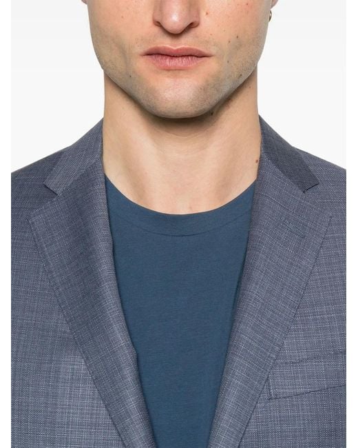 Corneliani Blue Embroidered-Logo T-Shirt for men