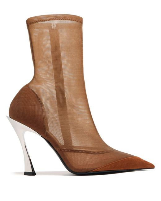 Mugler Brown Fang 95 Mesh Ankle Boots