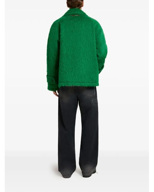 Marni Green Wool Jacket With Shaggy Brushed Finish for men