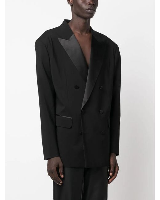 DSquared² Black Double-Breasted Silk-Lapels Blazer for men