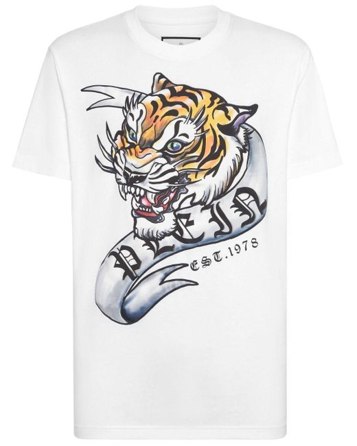 T-shirt SS Tattoo con stampa di Philipp Plein in White da Uomo