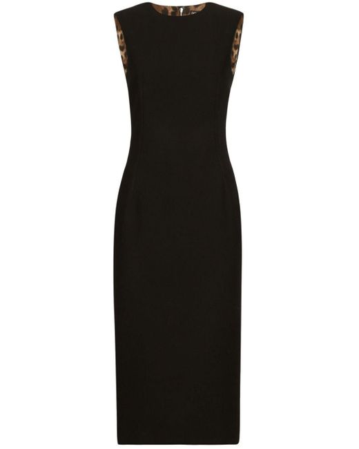 Dolce & Gabbana Black Round-neck Sleeveless Midi Dress