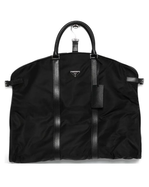 Prada Black Triangle-Logo Travel Bag for men