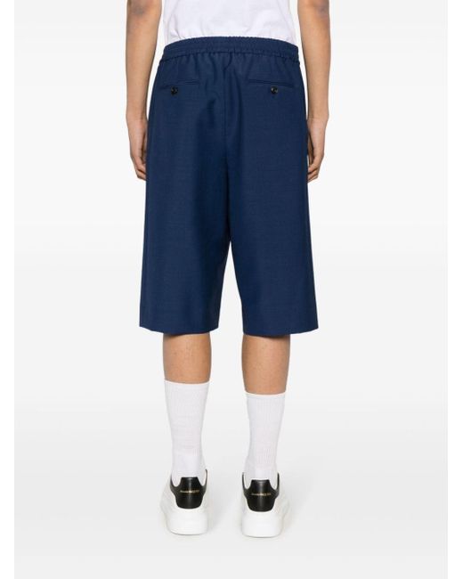 Alexander McQueen Blue Darted Wide-leg Shorts for men