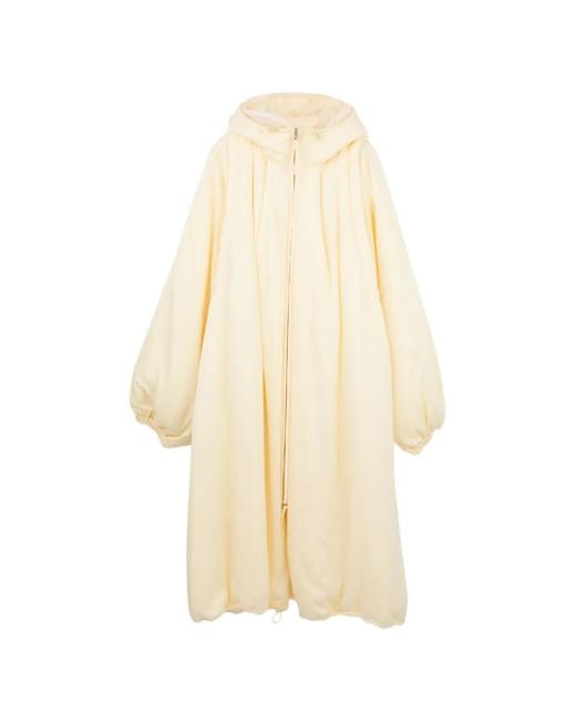 Enfold White Hooded Balloon-Sleeve Coat