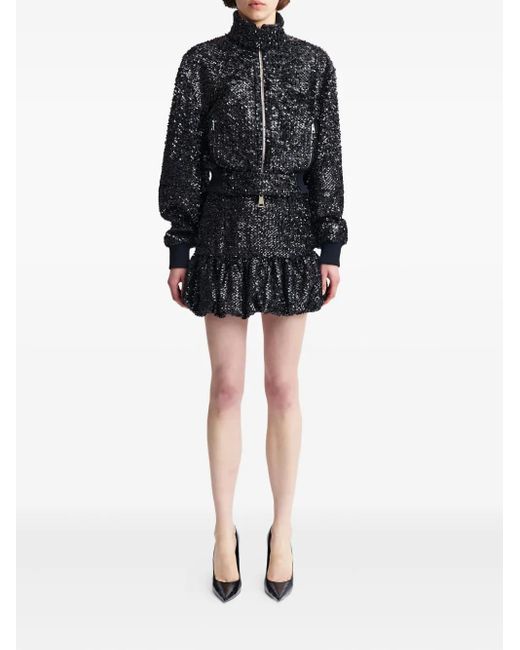 16Arlington Black Cosima Sequin Embellished Bomber Jacket