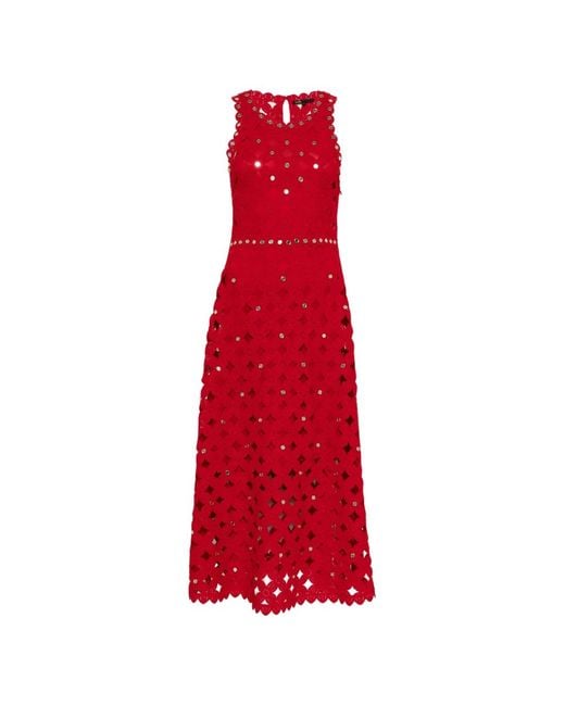 strapless open back dress MAJE Ruffle Trim Red Size US 4 Long Dress