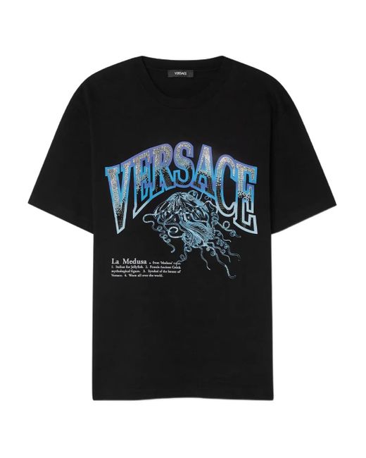 Versace La Medusa T-Shirt Mit Kristallapplikation in Black für Herren