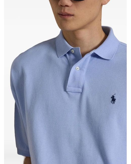 Polo Ralph Lauren Blue Ribbed Polo Shirt for men