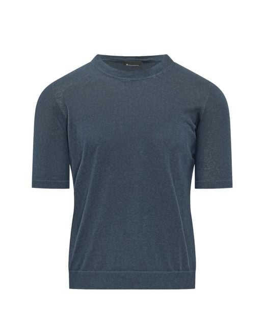 AROVESCIO Blue Knitted T-Shirt for men