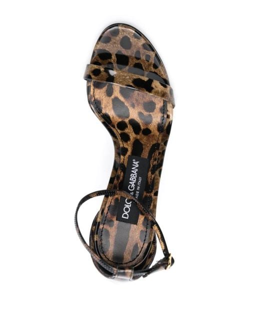 Sandales à imprimé léopard 110 mm Dolce & Gabbana en coloris Black