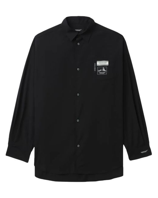 Undercover Black Logo-Patch Cotton-Blend Shirt for men