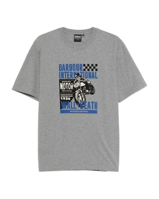 Barbour Men's Gray Motorcycle-Print T-Shirt