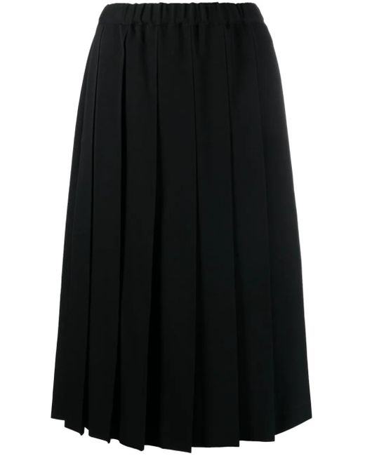 Jupe Mi-Longue En Laine À Design Plissé Comme des Garçons en coloris Black