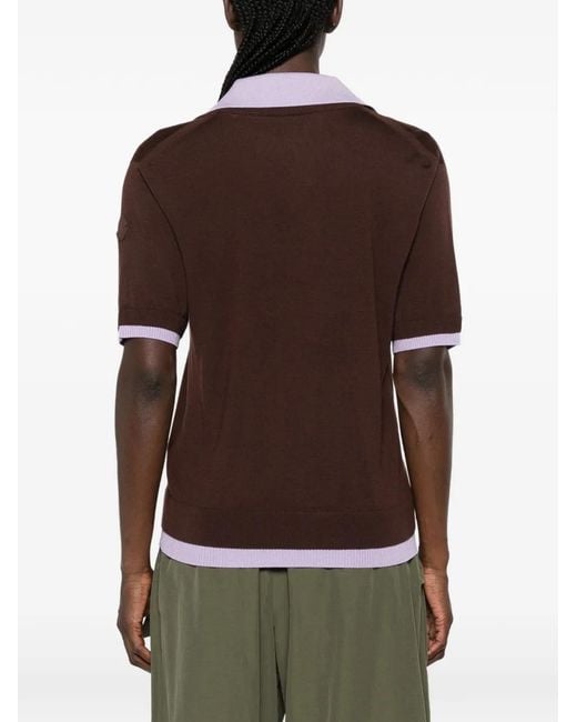 Moncler Brown Layered-Effect Buttoned Polo Shirt