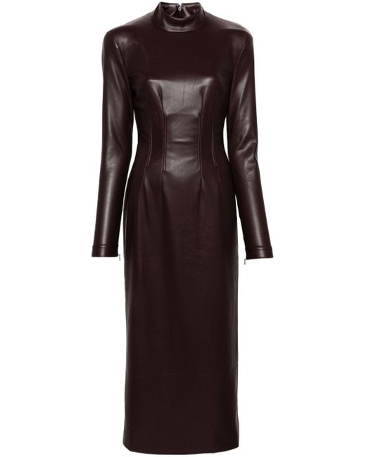 ROTATE BIRGER CHRISTENSEN Black Mock-neck Corset Maxi Dress