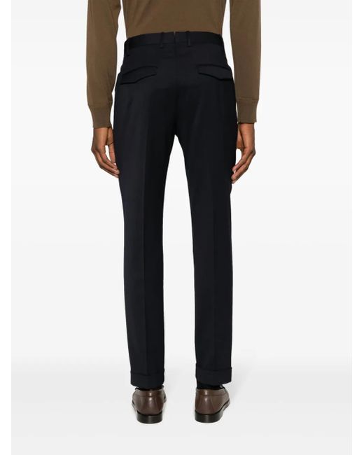 PT Torino Blue Straight-Leg Tailored Trousers for men
