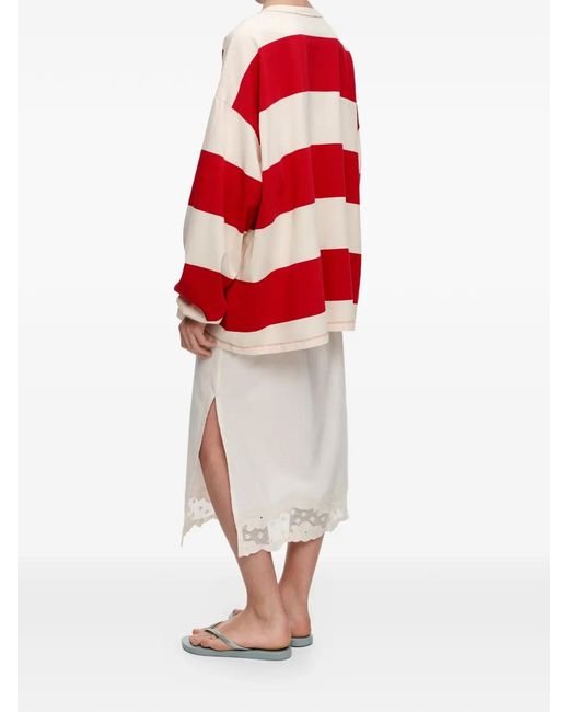 Bimba Y Lola White Lace-Trim Slit Skirt
