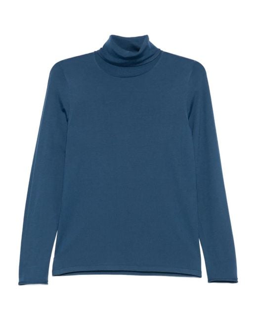 Le Tricot Perugia Blue Turtleneck Long-Sleeves Sweater