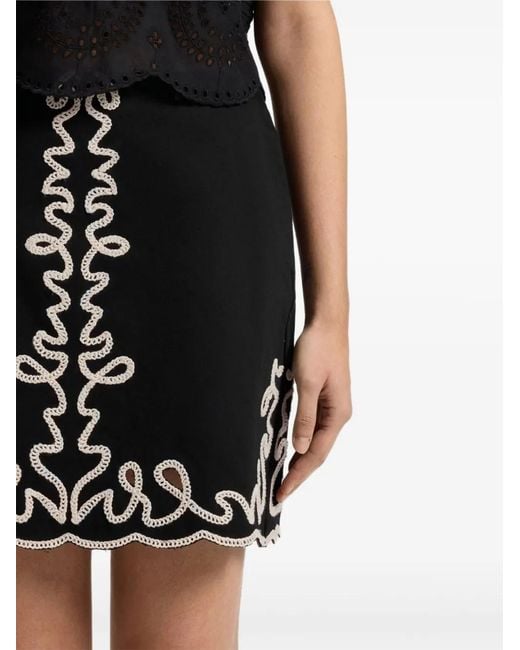 Boss Black Embroidered Scalloped-Hem Mini Skirt