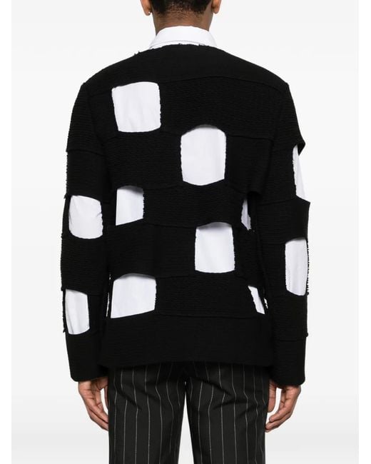 Comme des Garçons Black Panelled Knitted Crew Neck Sweater for men
